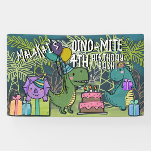 Dino-Mite Kid's Birthday Party Dinosaur Banner