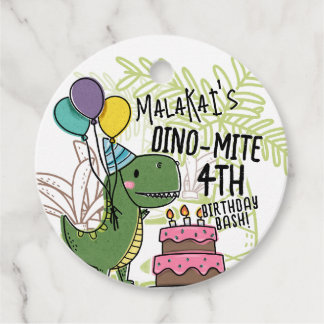 Dino-Mite Kid's Birthday Party Dinosaur Favour Tags
