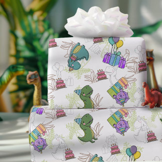 Dino-Mite Kid's Birthday Party Dinosaur Wrapping Paper