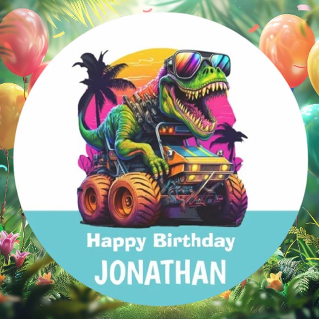  Dino-Mite MONSTER TRUCK Birthday Party 6 Cm Round Badge (Make your little one’s birthday unforgettable with our Dino-Mite MONSTER TRUCK party button! )