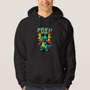 Dino-Mite u2013 Superhero T-Rex Graphic Pun for Ki Hoodie
