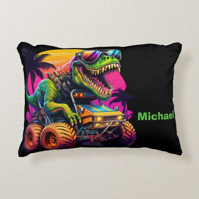 Dino Monster Truck Decorative Cushion (Front)