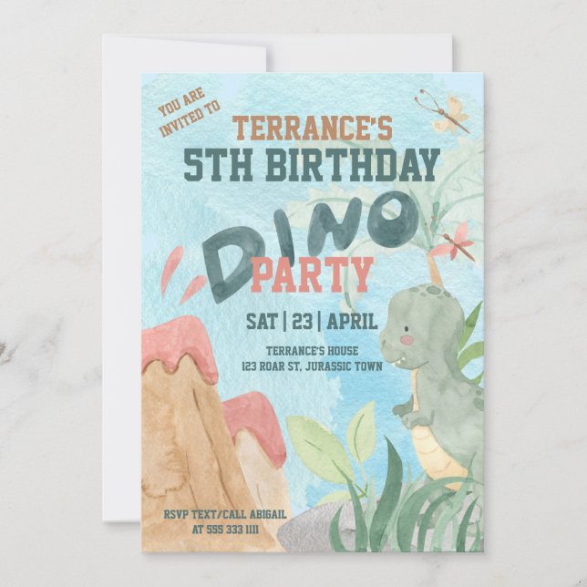 Dino Party Baby Invitation (Front)