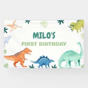 Dino Party Colorful Dinosaur Birthday Banner