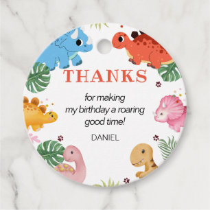 Dino Party Cute Dinosaur Birthday Party Favour Tags