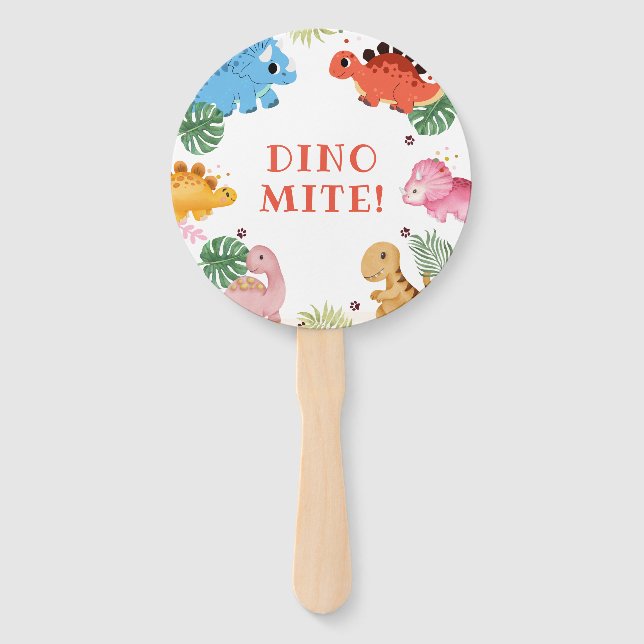 Dino Party Cute Dinosaur Birthday Party  Hand Fan (Front)