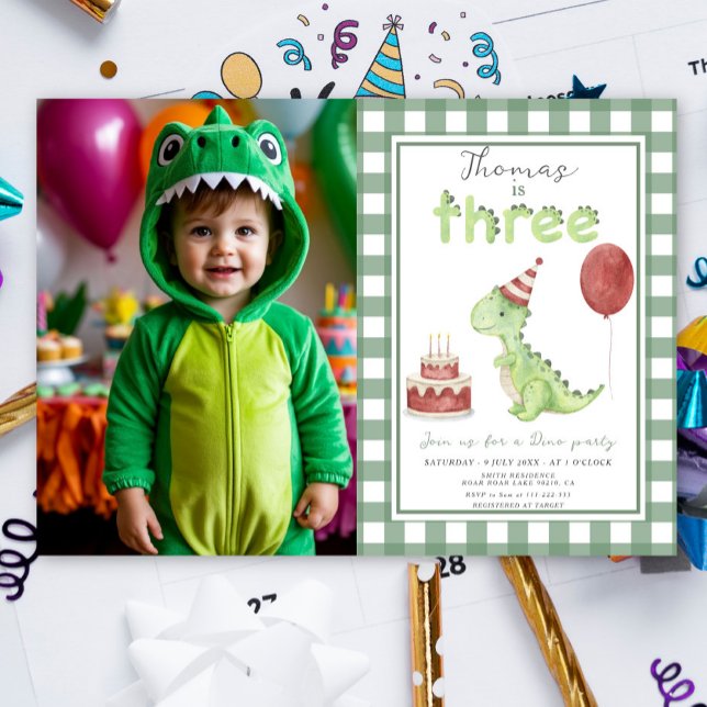 Dino Party | Cute Dinosaur Three-Rex Birthday Invitation (Creator Uploaded)