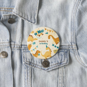 Dino Party. Cute Dinosaurs 3rd Birthday party 7.5 Cm Round Badge