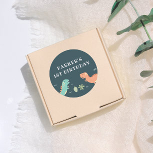 Dino Party Cute Dinosaurs Boy Birthday Party Classic Round Sticker