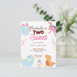 Dino Party Cute Dinosaurs Two Sweet  Birthday kid Postcard