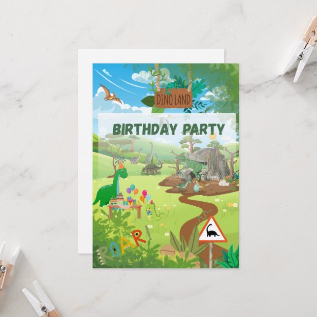 Dino party invitation (Front/Back In Situ)