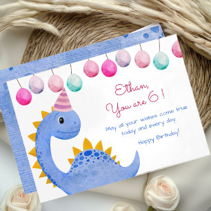 Dino party kids happy birthday announcement