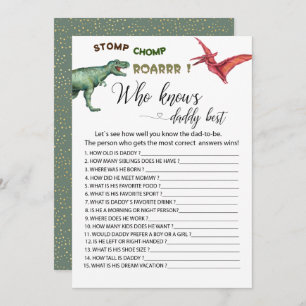 Dino Party stomp chomp roar games who knows daddy  Invitation