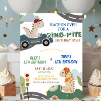 Dino Race Joint Birthday party invitation