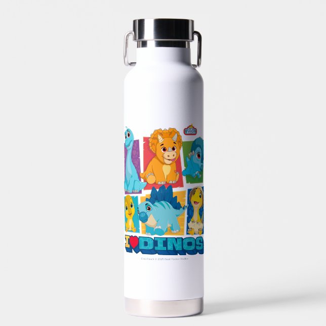 Dino Ranch | Fun & Colourful Dinosaur Water Bottle (Front)