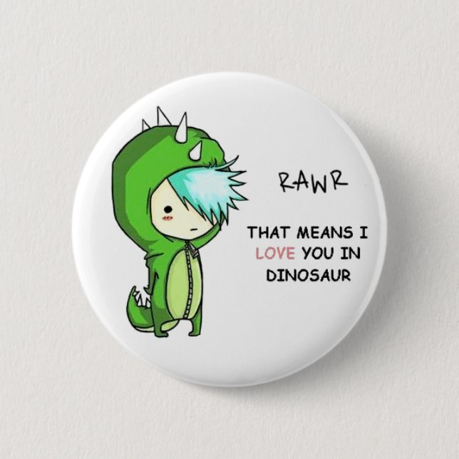 dino RAwr 6 Cm Round Badge (Front)