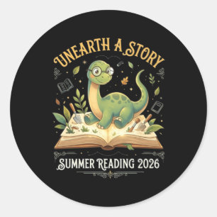 Dino Reading Adventure Summer 2026 T Classic Round Sticker