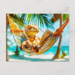 Dino Relaxing in Hammock Holiday Postcard