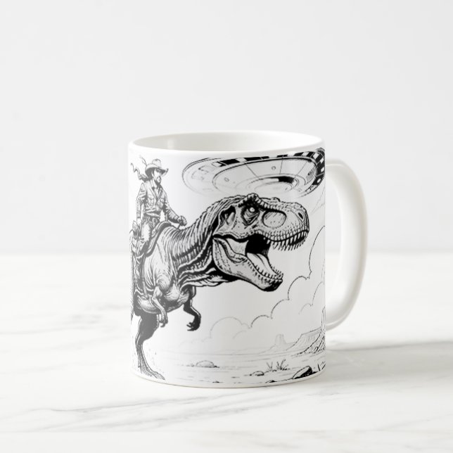 Dino-Ridin' Cowboy Coffee Mug (Front Right)