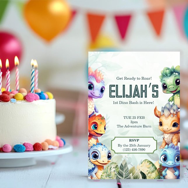 Dino Roar 1st Birthday Bash Invitation (Creator Uploaded)