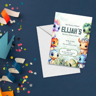 Dino Roar 8th Birthday Bash Invitation