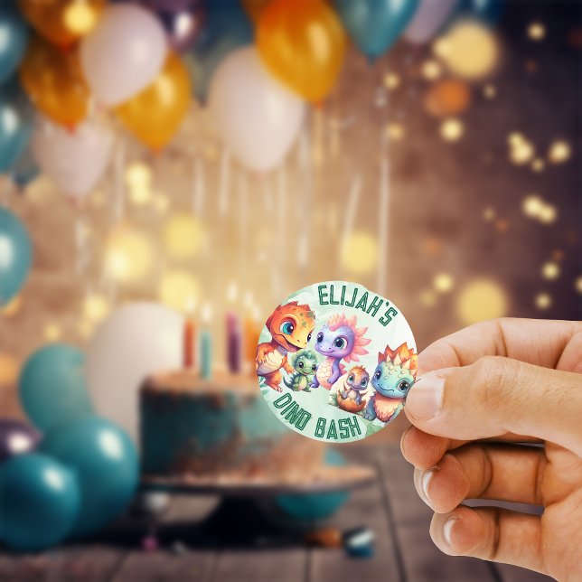 Dino Roar Birthday Classic Round Sticker (Creator Uploaded)