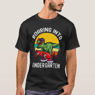 Dino Roaring Hello Kindergarten First Day Of Schoo T-Shirt