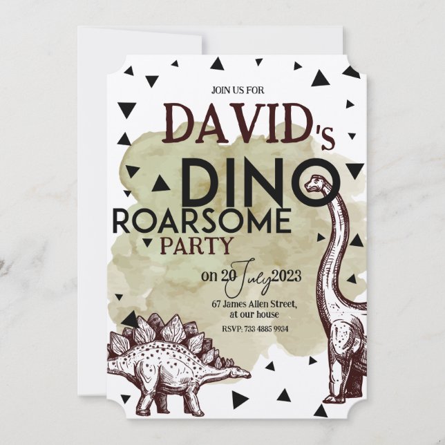 DINO ROARSAUM Birthday Party INVITE (Front)