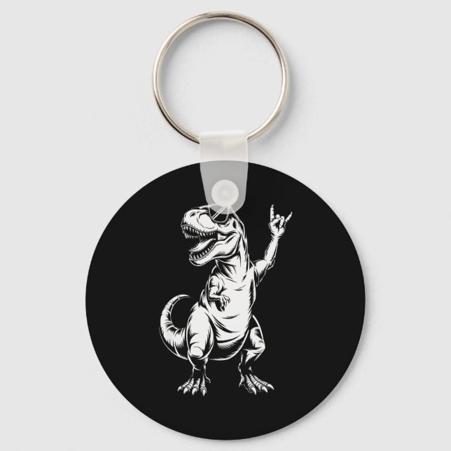 Dino Rock N Roll Rock Music Rock Dinosaur Men Wome Key Ring (Front)