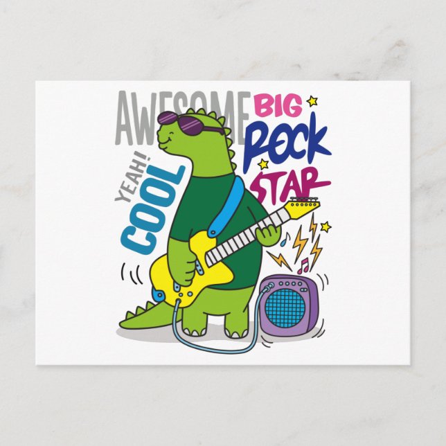 dino rock star postcard (Front)