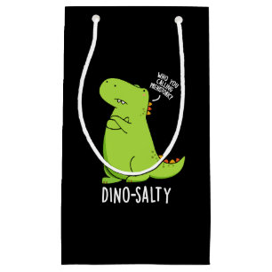 Dino-salty Funny Dinosaur Pun Dark BG Small Gift Bag