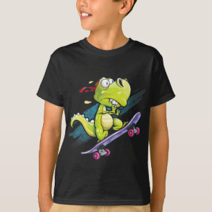 Dino Skateboard Shirt Boys Skateboarding Kids Men 