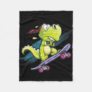 Dino Skateboard Shirt Boys Skateboarding Kids Men  Fleece Blanket