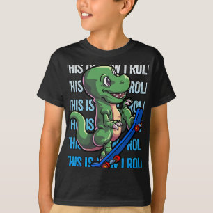 Dino Skateboarding Shirt Kids Boys Skateboarding D