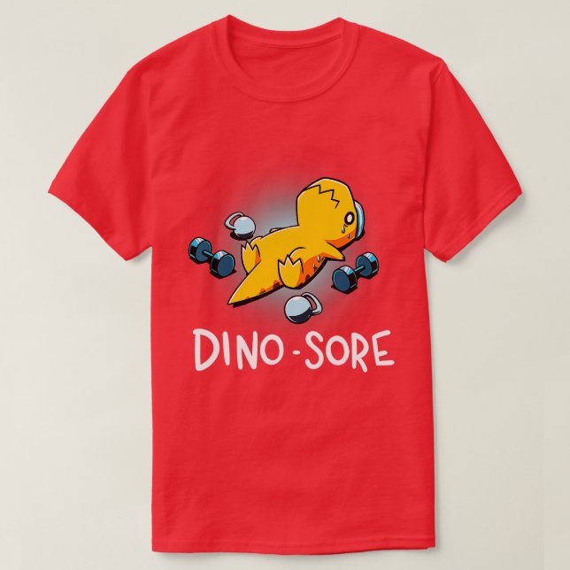 Dino Sore Funny Dinosaur Workout Gym Fitness Lifti T-Shirt (Design Front)