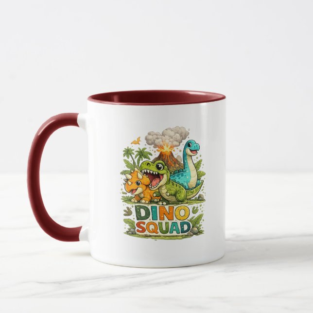 Dino Squad Cute Dinosaur Coffee Mug (Left)
