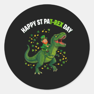 Dino St Patricks Day Kids Saint Patricks Boys Classic Round Sticker