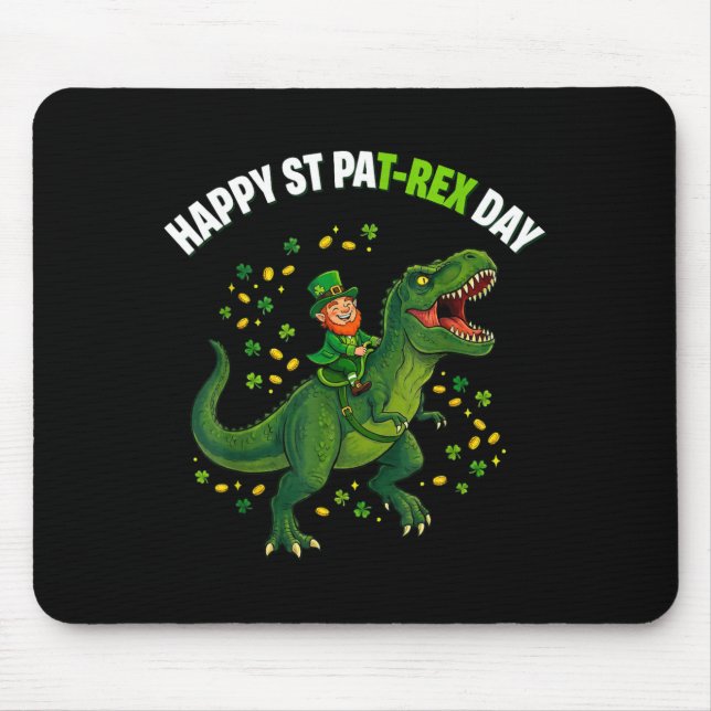 Dino St Patricks Day Kids Saint Patricks Boys Mouse Pad (Front)