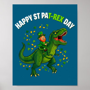 Dino st patricks day kids saint patricks boys poster