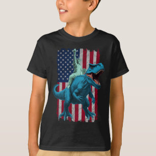 Dino Statue Of Liberty 4th Of July Shirt Boys Amer