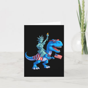 Dino Statue Of Liberty 4th Of July Trex American F Card