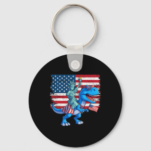 Dino Statue Of Liberty 4th Of July Trex American F Key Ring