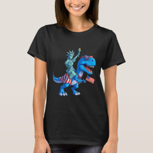 Dino Statue Of Liberty 4th Of July Trex American F T-Shirt