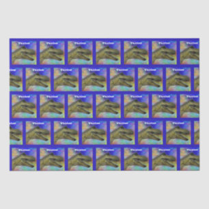 Dino T-Rex Dinosaur Colourful Background on Blue Tissue Paper