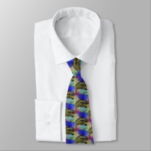 Dino T-Rex Dinosaur Head on Colorful Background Tie