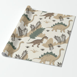 dino t-rex pattern wrapping paper