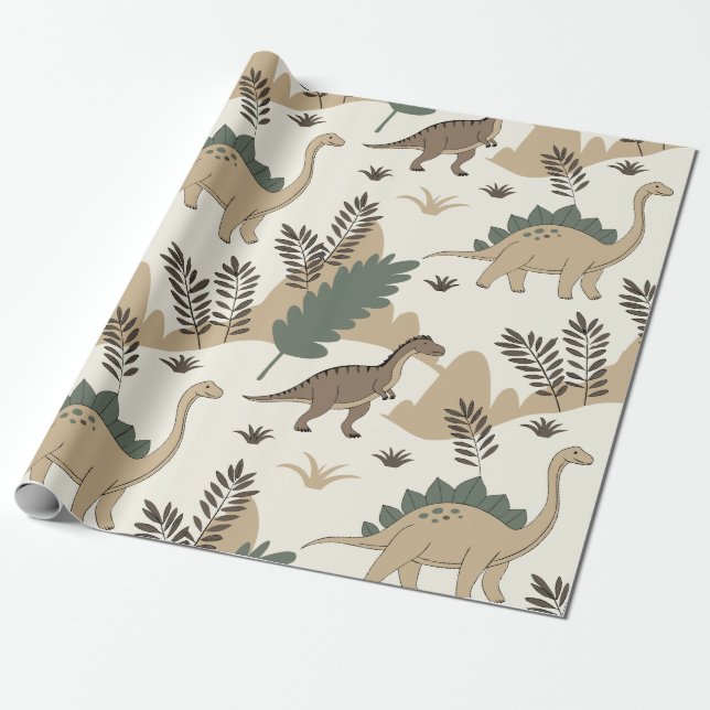 dino t-rex pattern wrapping paper (Unrolled)