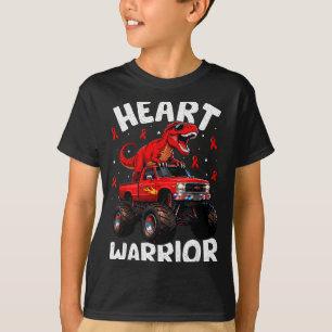 Dino trex boys toddler heart warrior heart disease T-Shirt