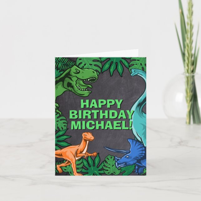 Dino Trex Jurassic Boy Dinosaur Birthday Card (Front)