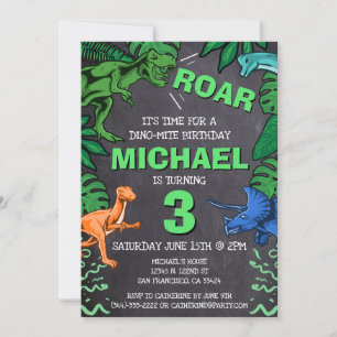 Dino Trex Jurassic Boy Dinosaur Birthday Invitation